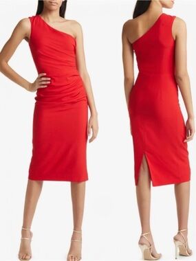 Dress the Population Martine Stretch Crepe One-Shoulder Sheath Res Mini Dress XS